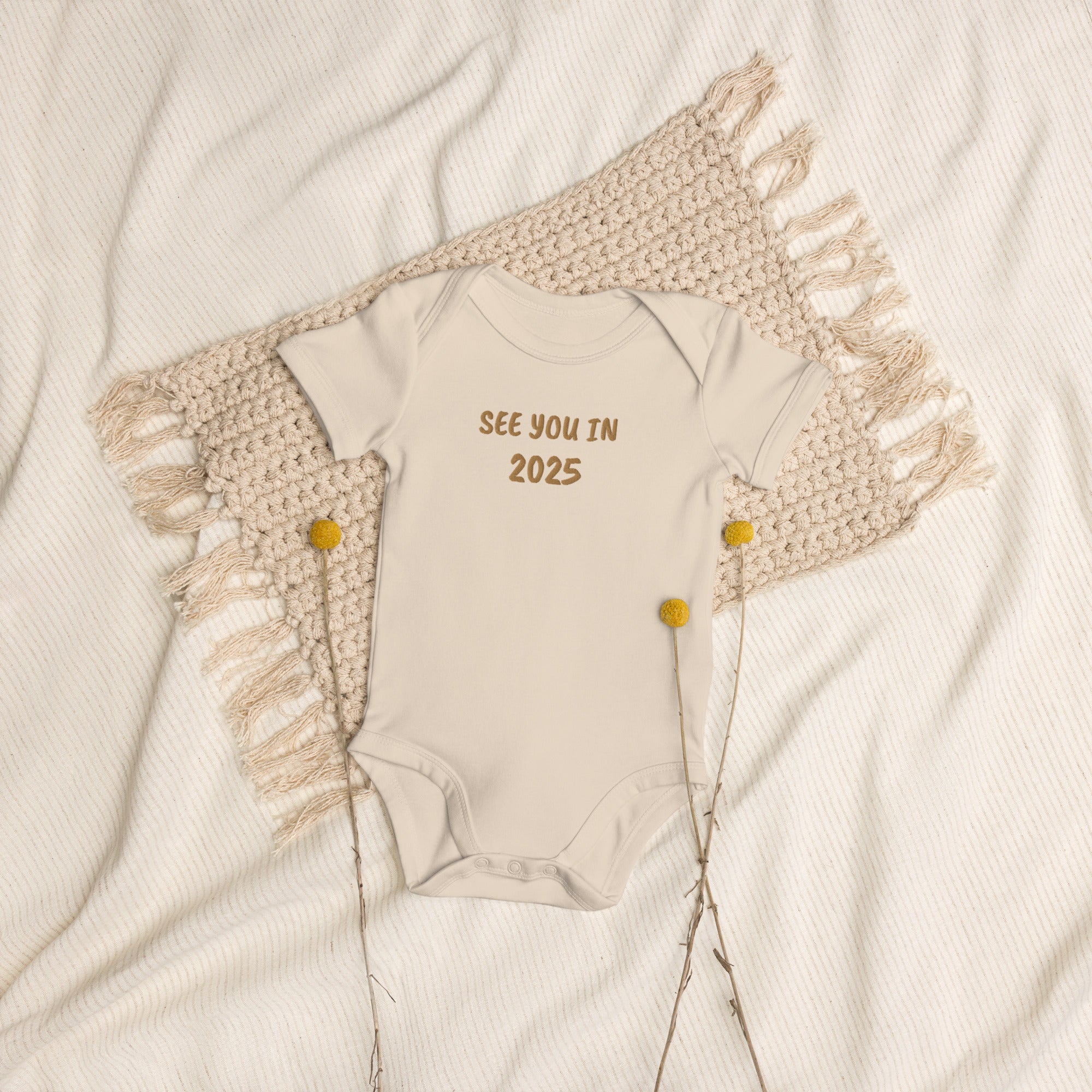See You In 2025 Embroidered Organic Cotton Bodysuit