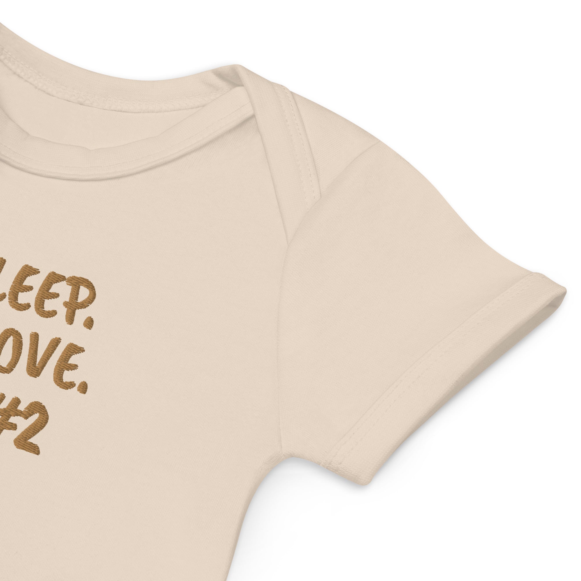 Less Sleep More Love Baby #2 Embroidered Organic Cotton Bodysuit