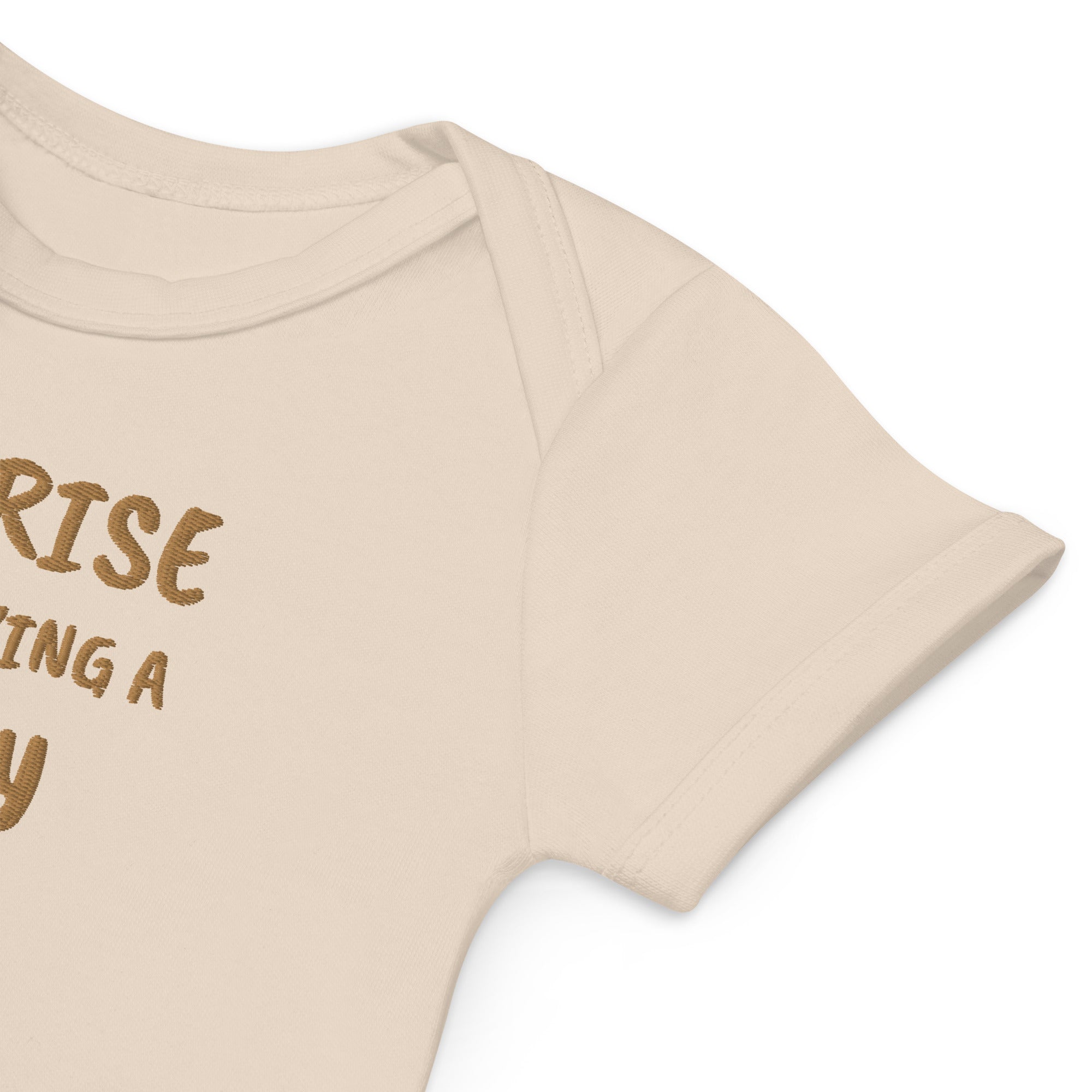Surprise, We’re Having a Baby Embroidered Organic Cotton Bodysuit