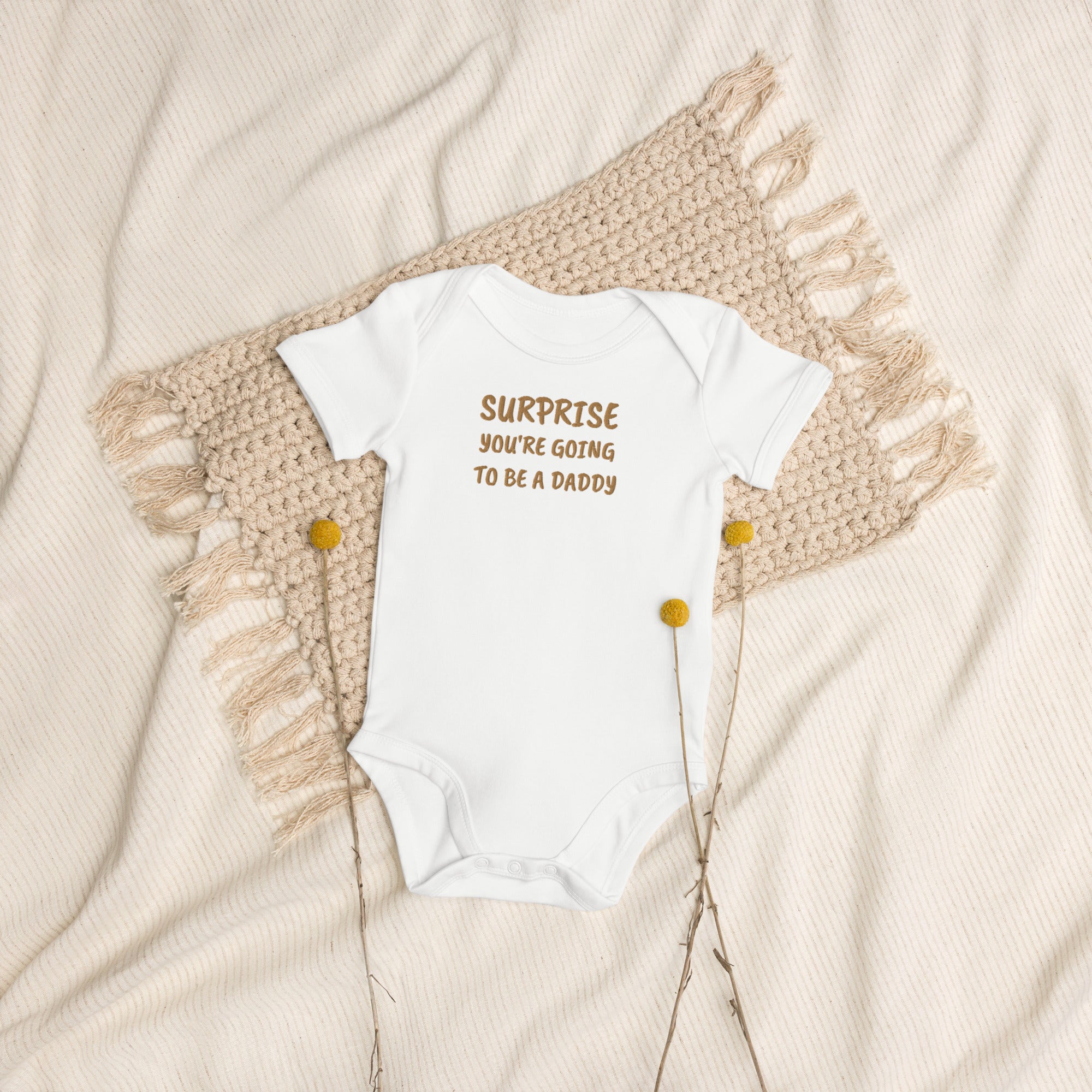 Surprise, You’re Going to Be a Daddy Embroidered Organic Cotton Bodysuit