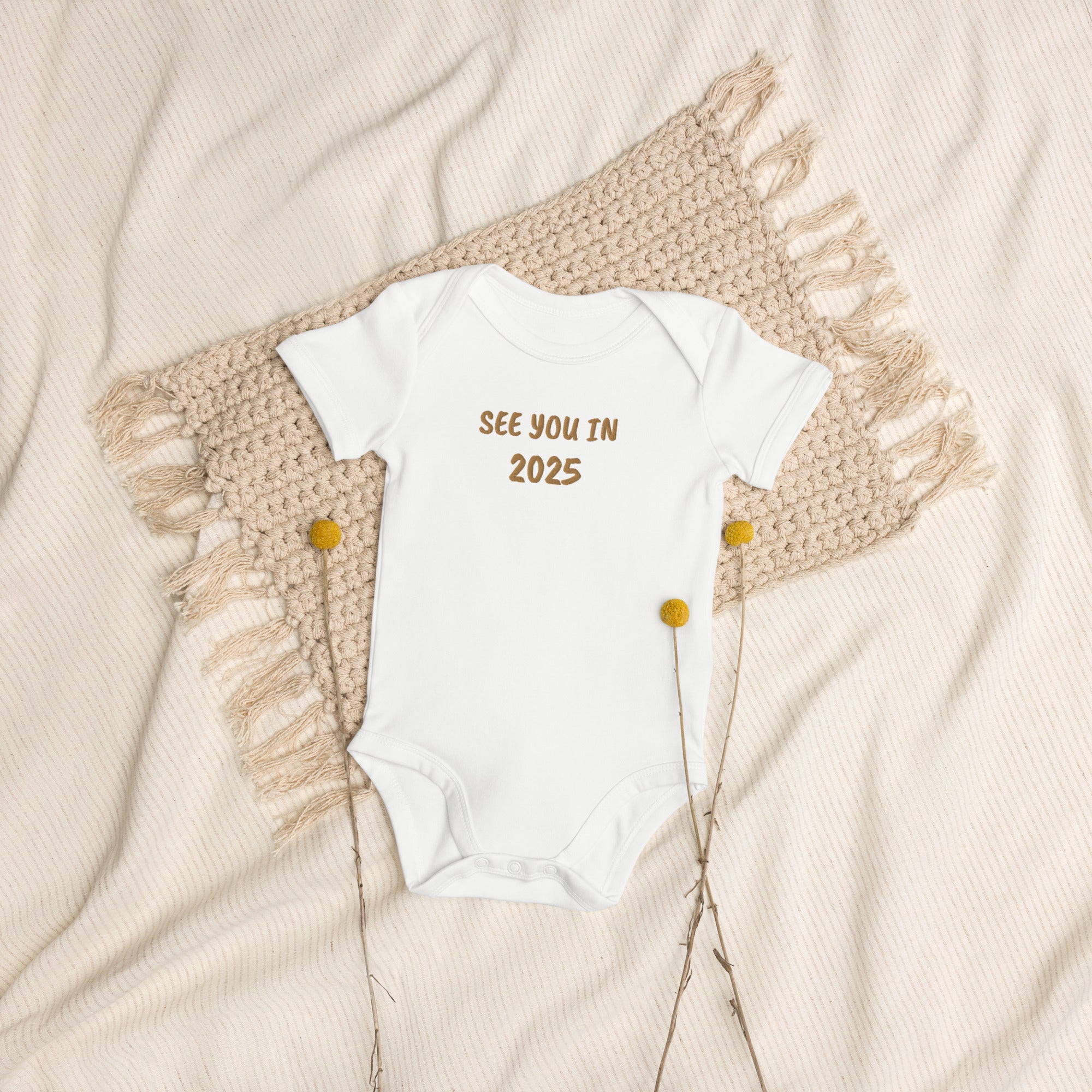See You In 2025 Embroidered Organic Cotton Bodysuit