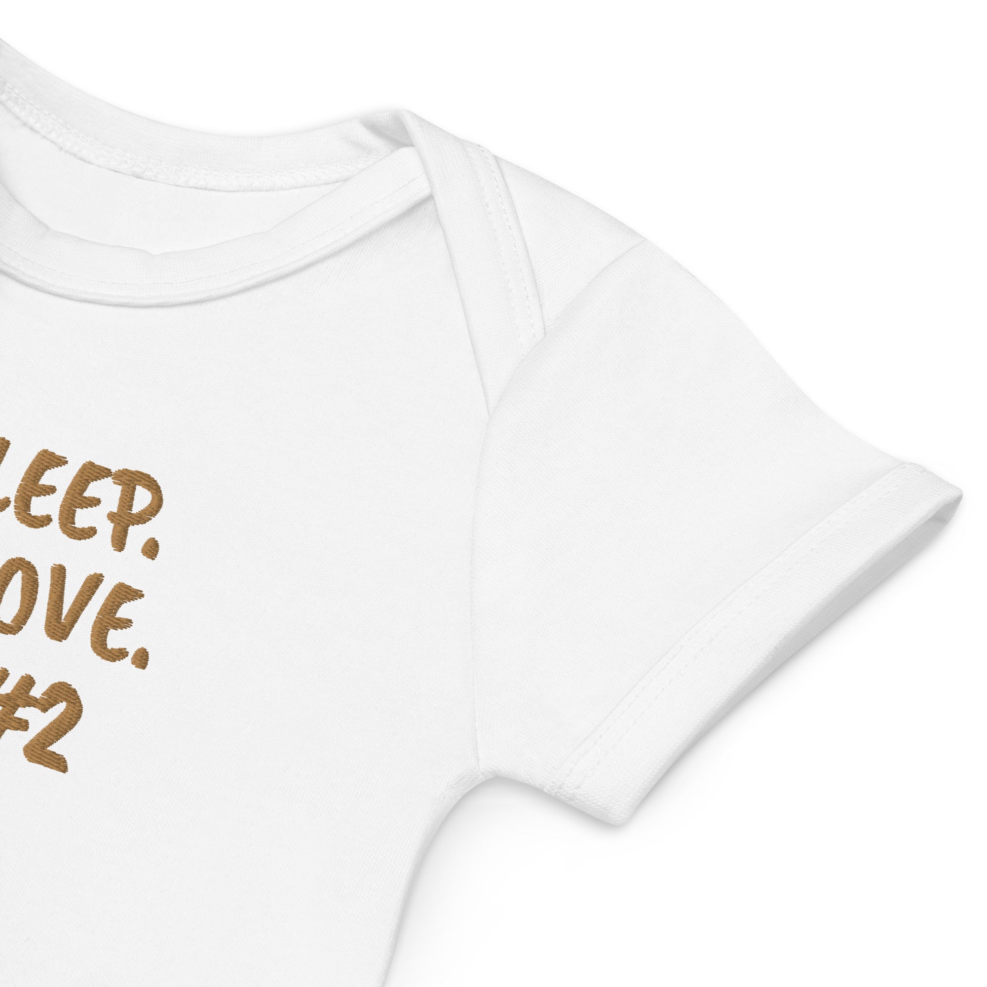 Less Sleep More Love Baby #2 Embroidered Organic Cotton Bodysuit