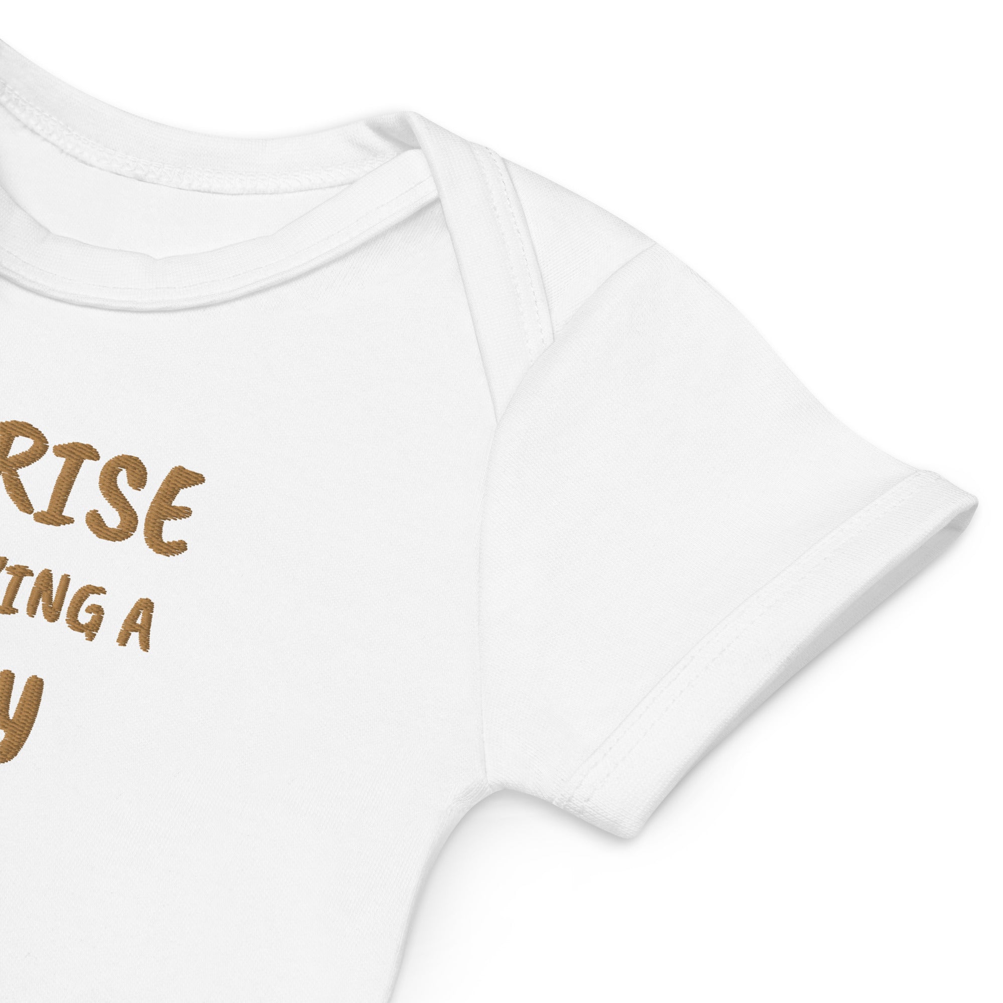 Surprise, We’re Having a Baby Embroidered Organic Cotton Bodysuit