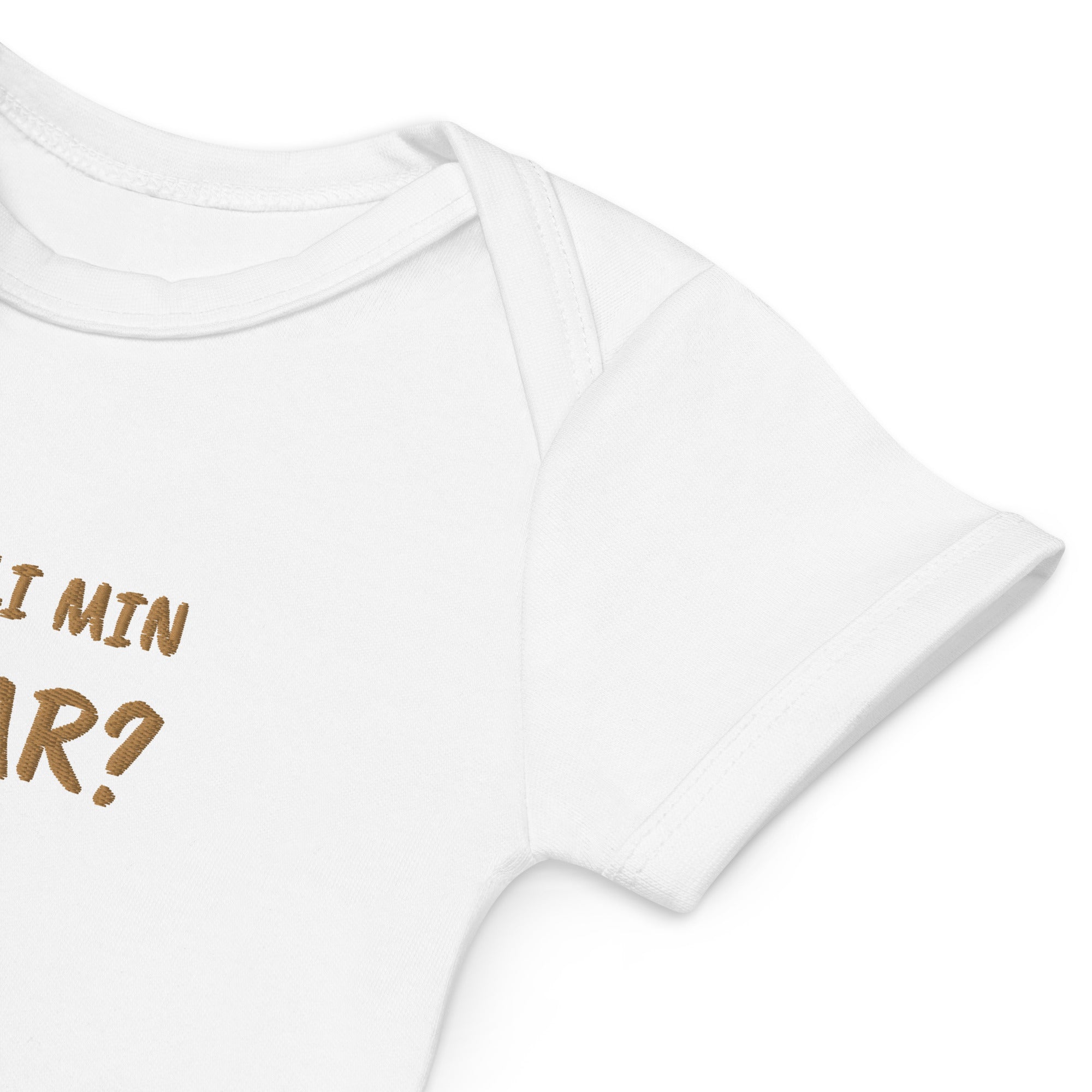 Vill Du Bli Min Gudfar? Embroidered Organic Cotton Bodysuit