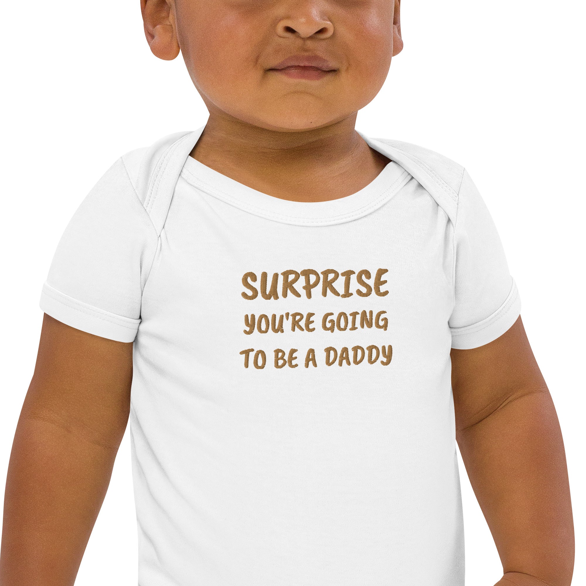 Surprise, You’re Going to Be a Daddy Embroidered Organic Cotton Bodysuit