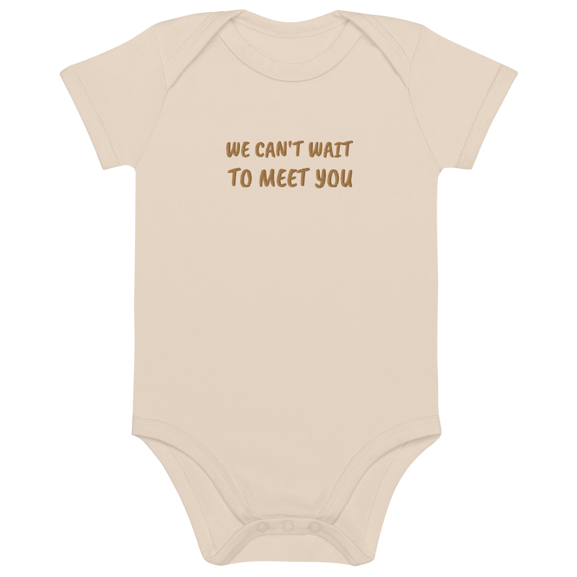 We Can’t Wait to Meet You Embroidered Organic Cotton Bodysuit