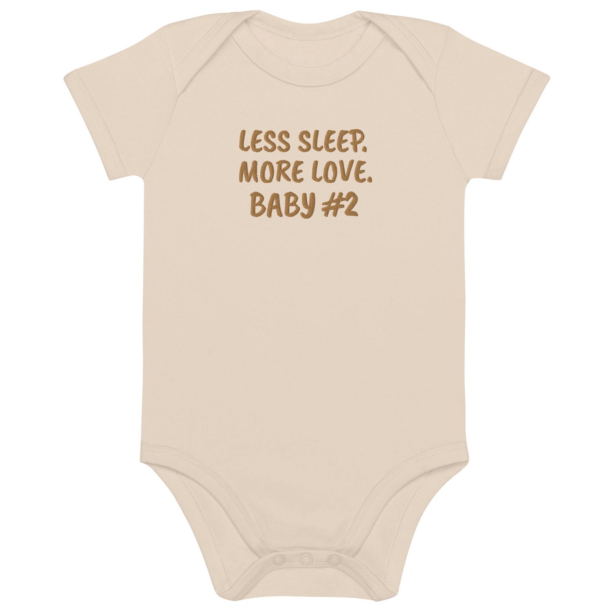 Less Sleep More Love Baby #2 Embroidered Organic Cotton Bodysuit
