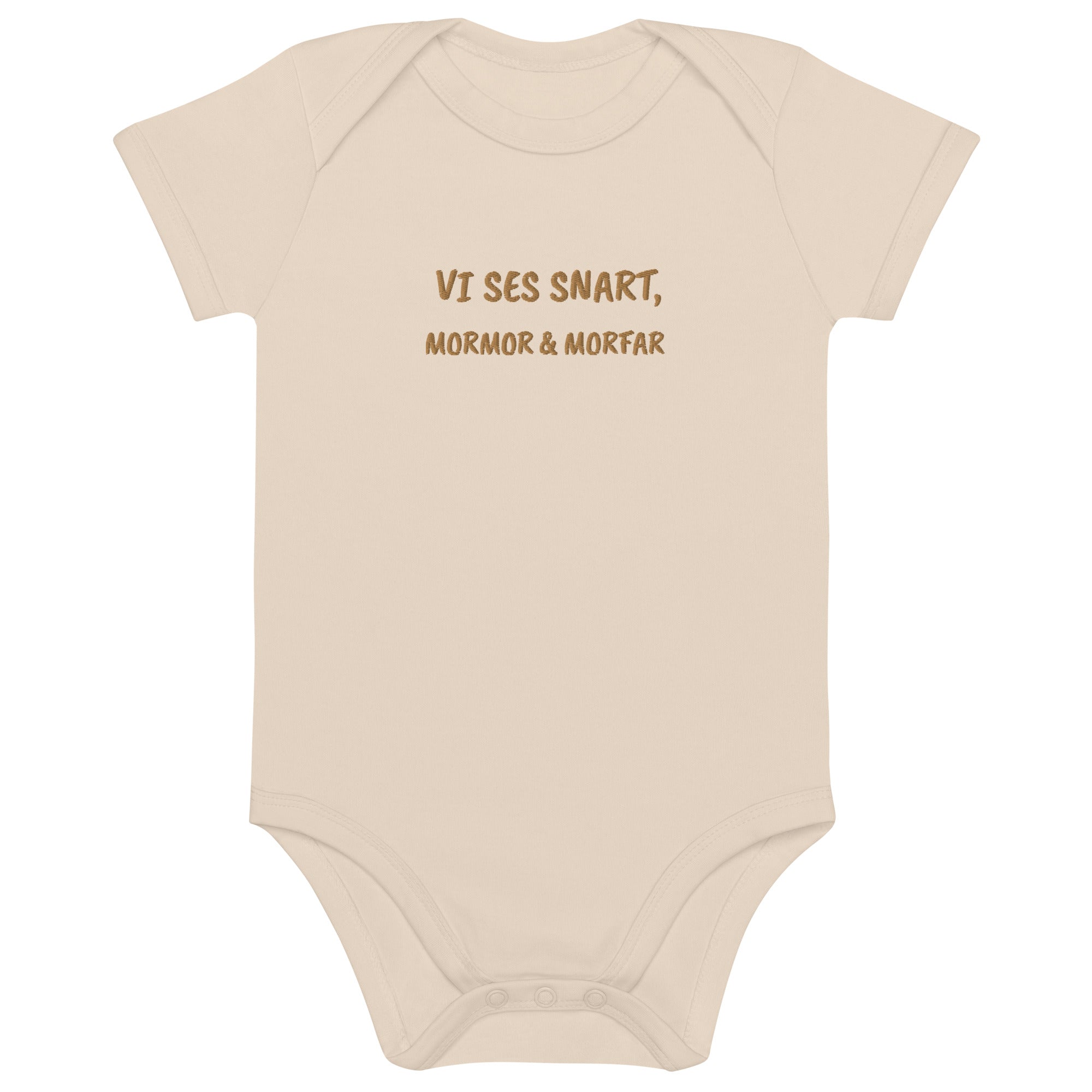 Vi Ses Snart, Mormor & Morfar Embroidered Organic Cotton Bodysuit