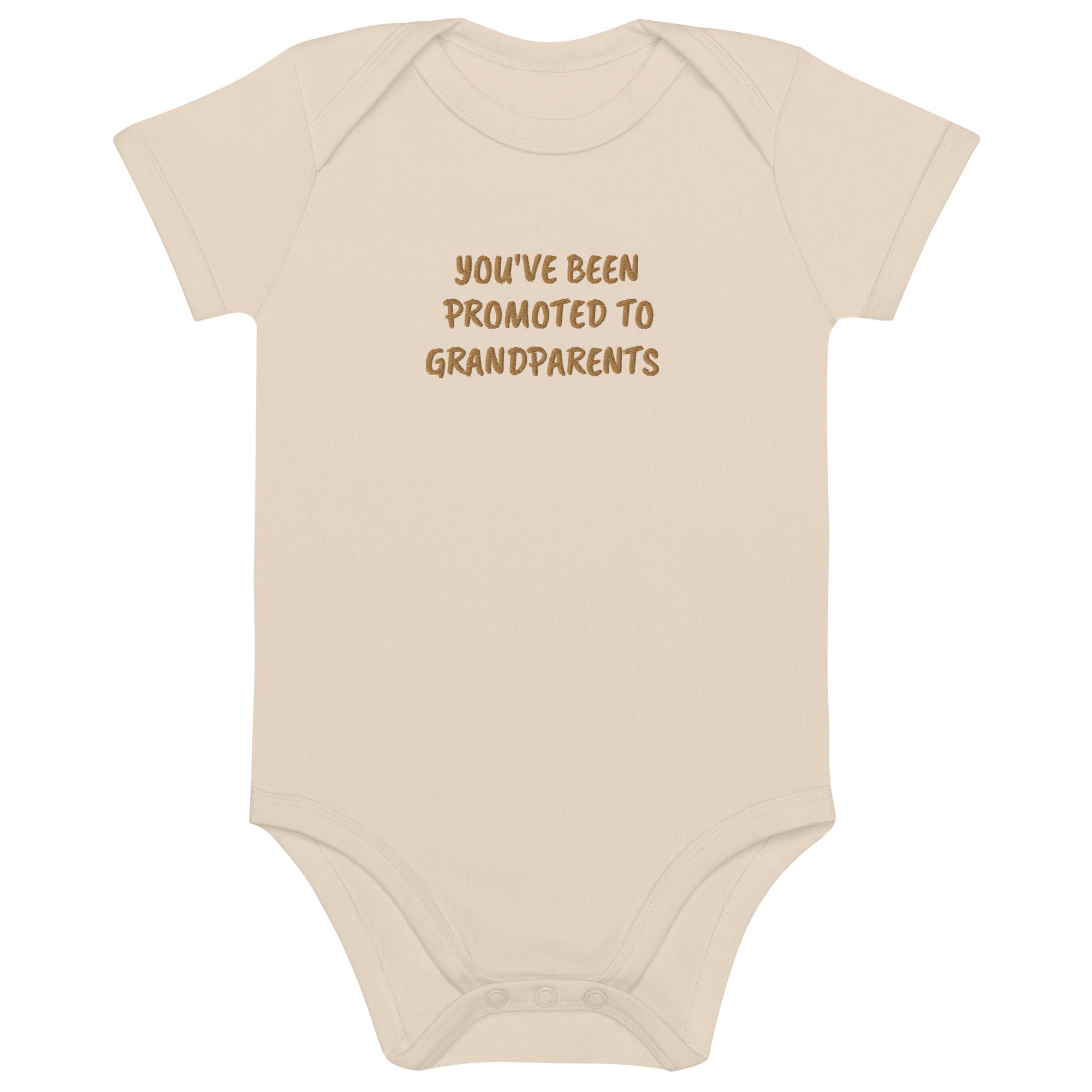 You’ve Been Promoted to Grandparents Embroidered Organic Cotton Bodysuit