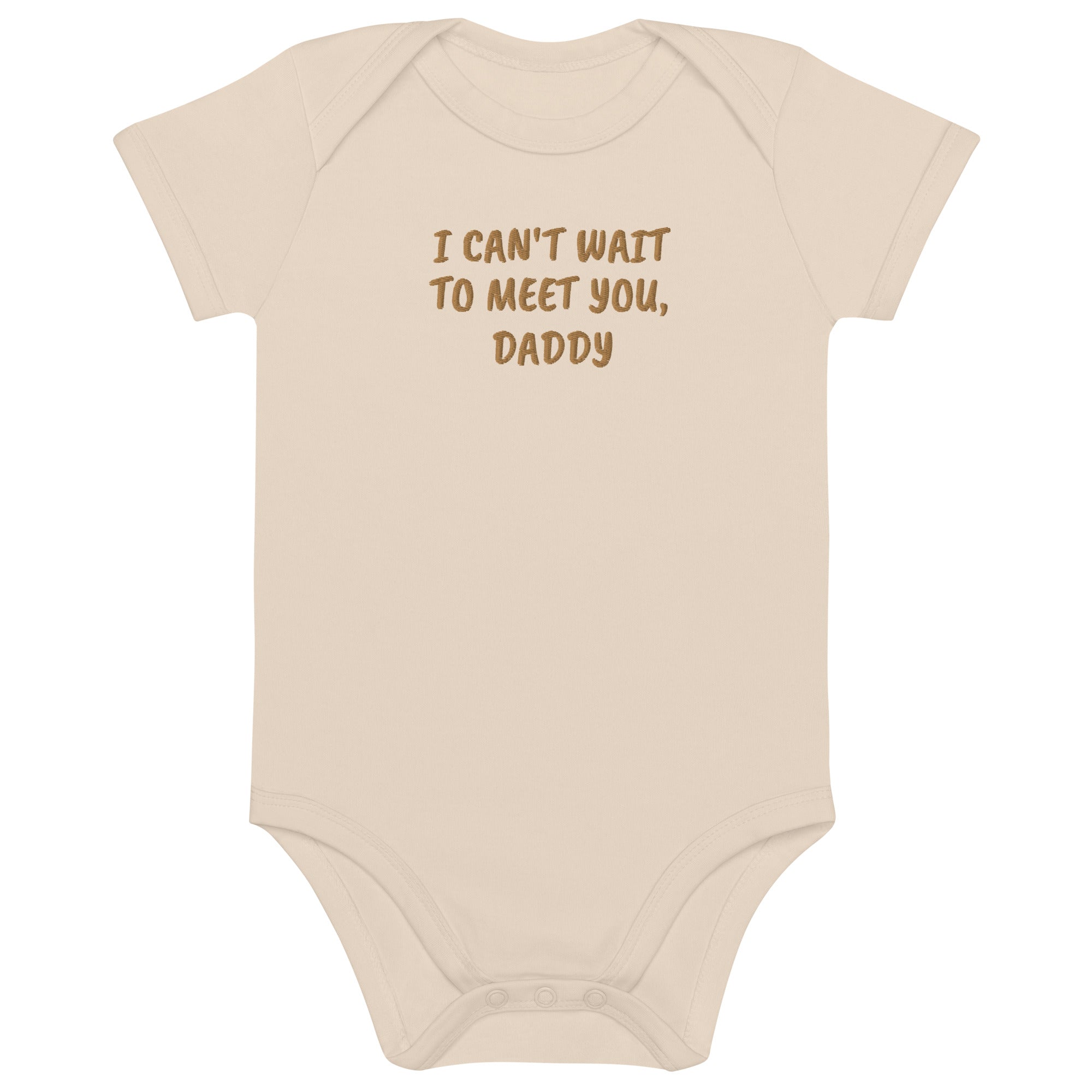 I Can’t Wait to Meet You, Daddy Embroidered Organic Cotton Bodysuit