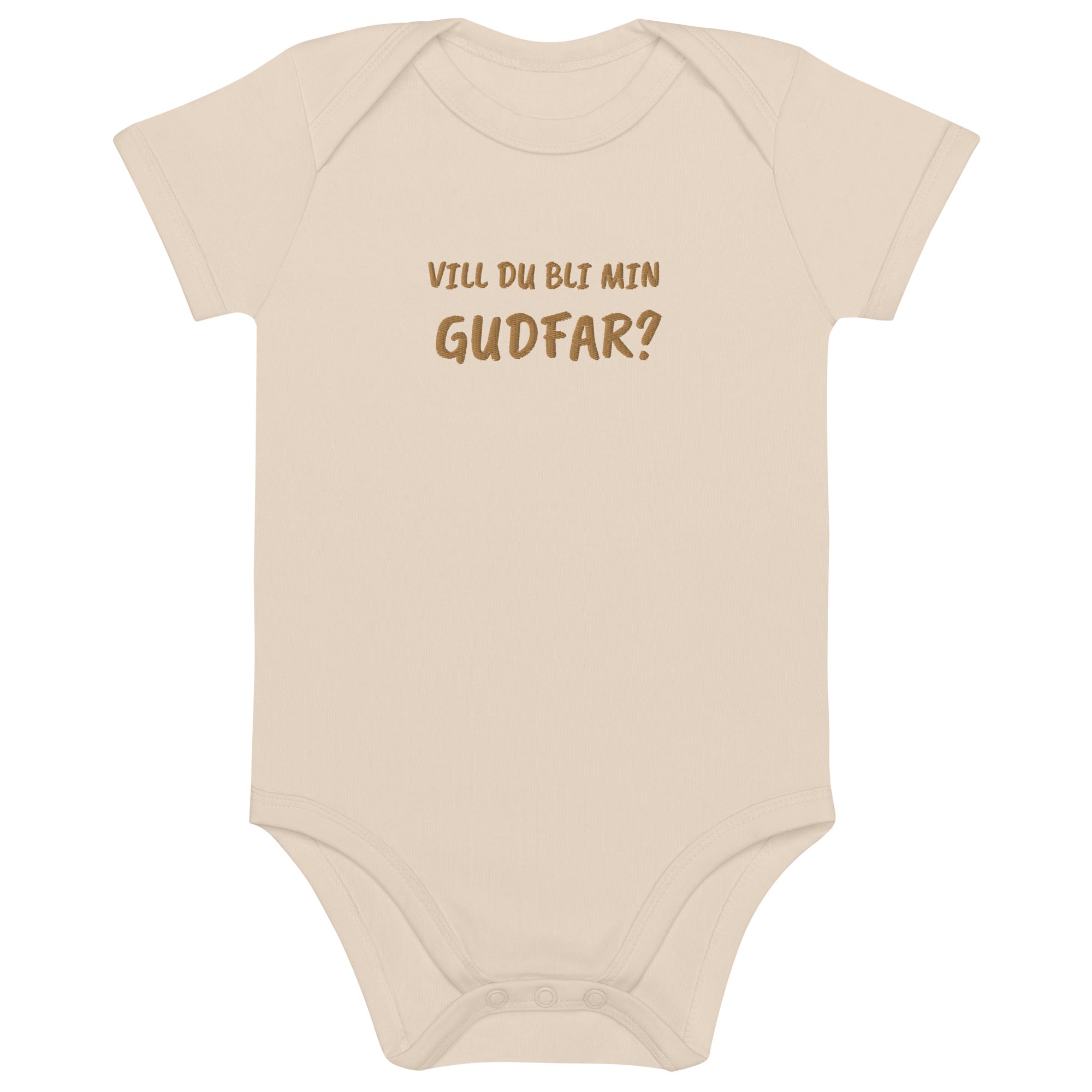 Vill Du Bli Min Gudfar? Embroidered Organic Cotton Bodysuit