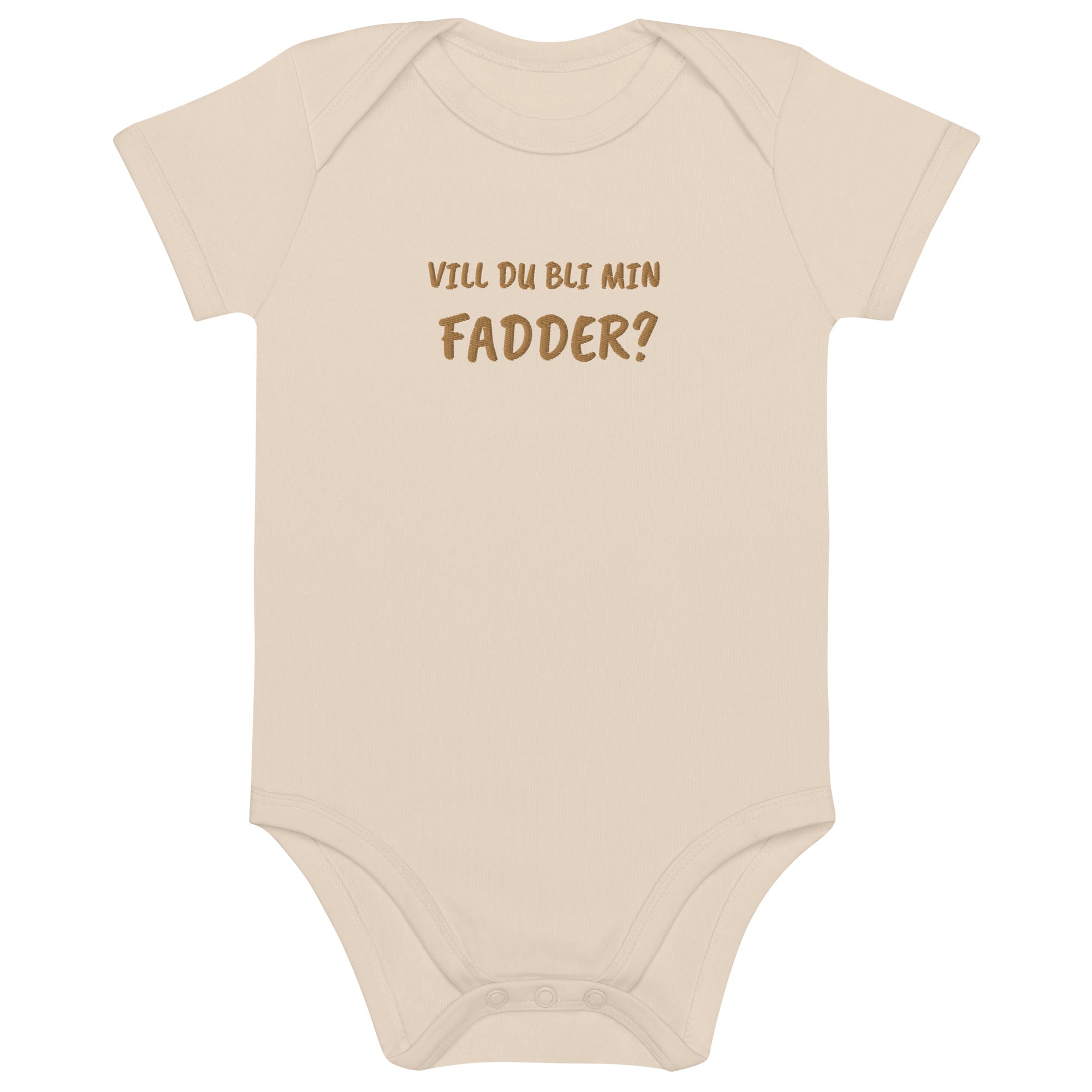 Vill Du Bli Min Fadder? Embroidered Organic Cotton Bodysuit