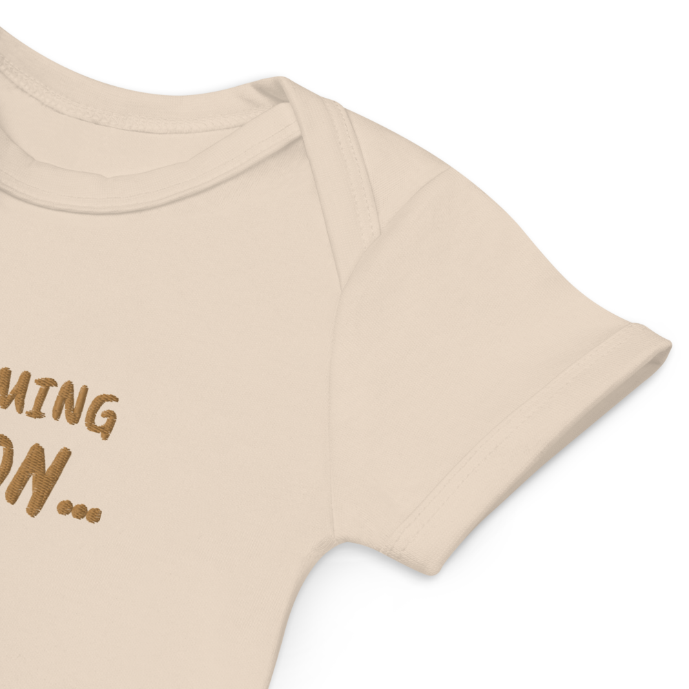 Baby Coming Soon Embroidered Organic Cotton Bodysuit