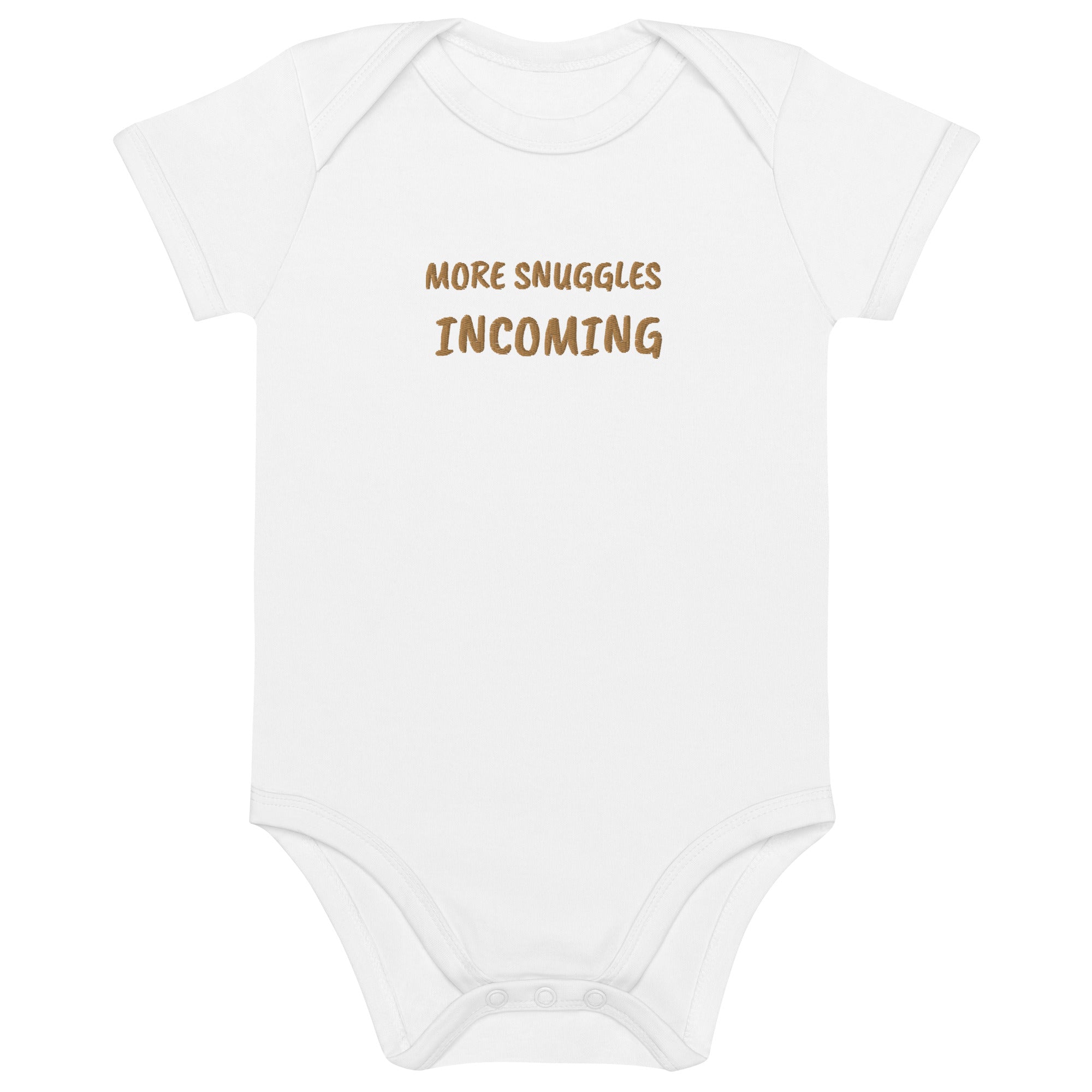 More Snuggles Incoming Embroidered Organic Cotton Bodysuit