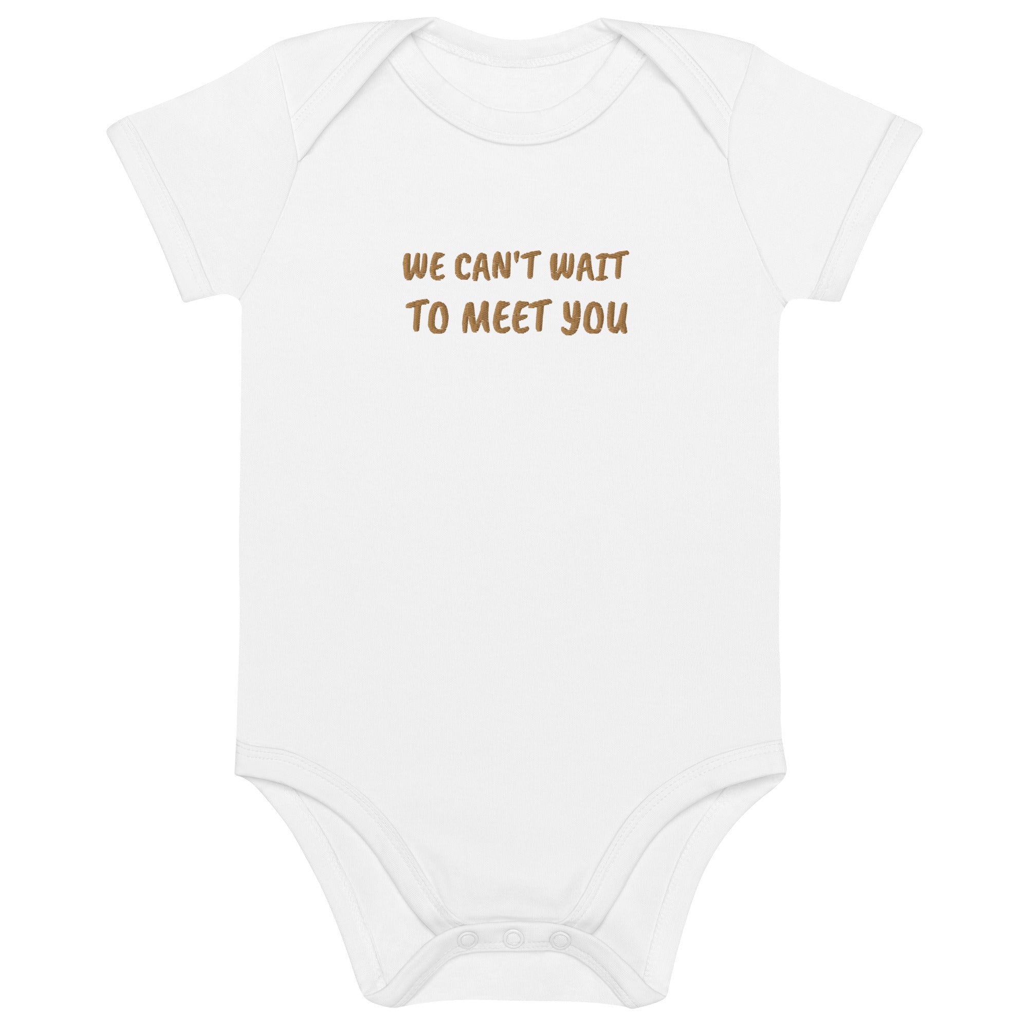 We Can’t Wait to Meet You Embroidered Organic Cotton Bodysuit