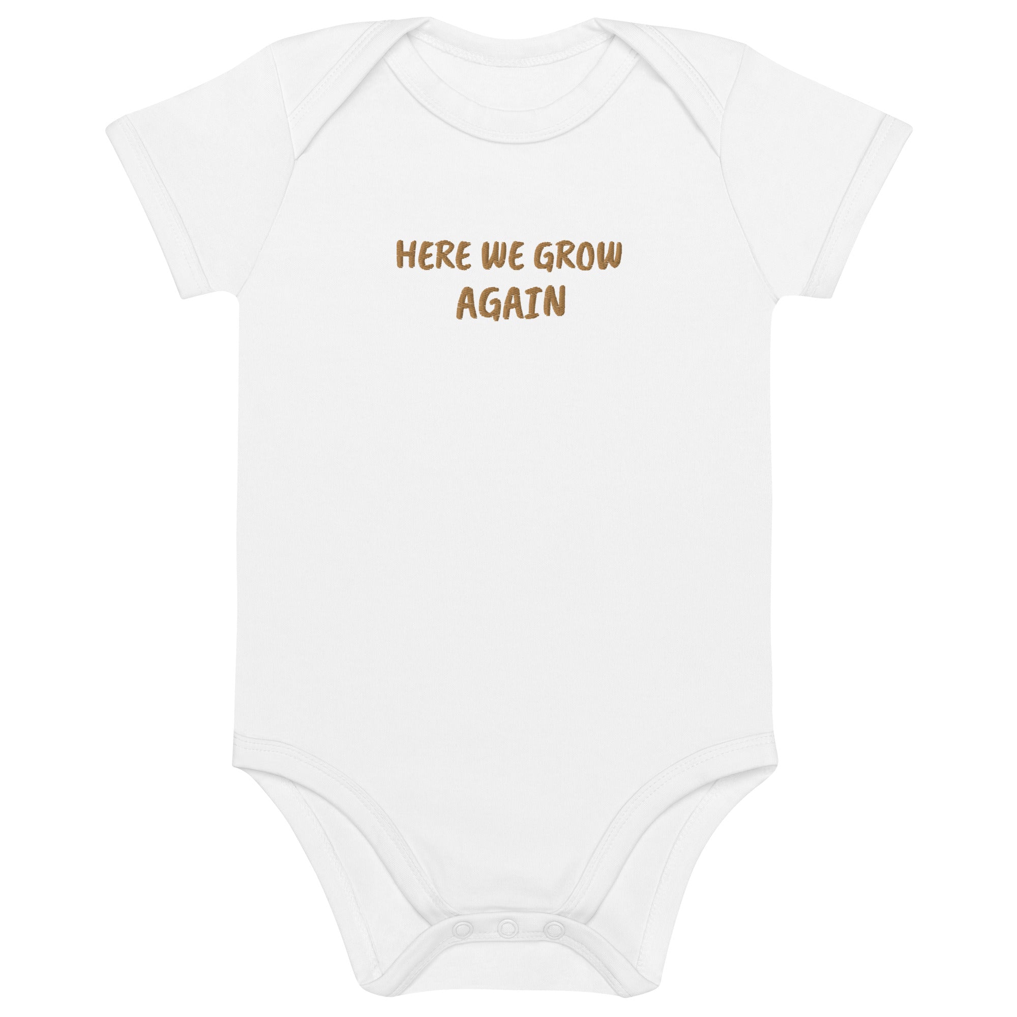Here We Grow Again Embroidered Organic Cotton Bodysuit