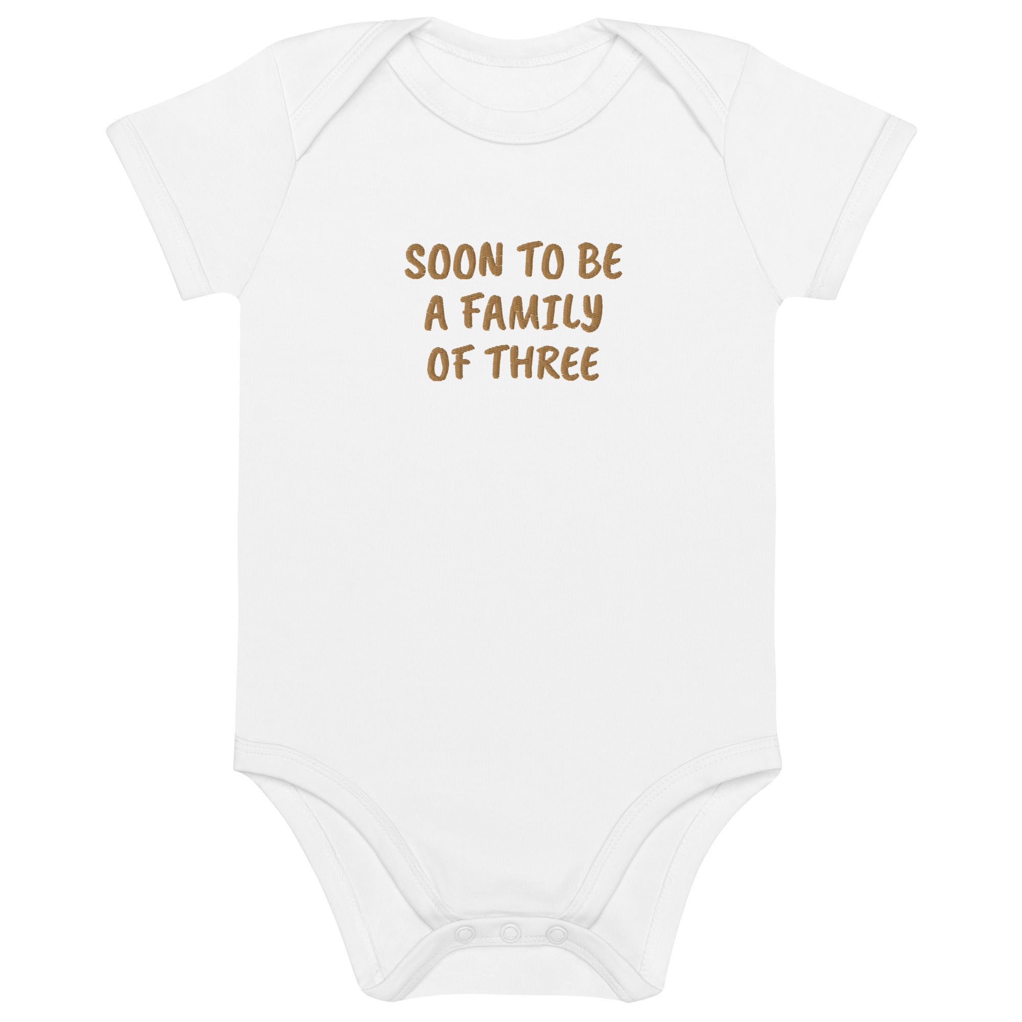 Soon to be a Family of Three Embroidered Organic Cotton Bodysuit