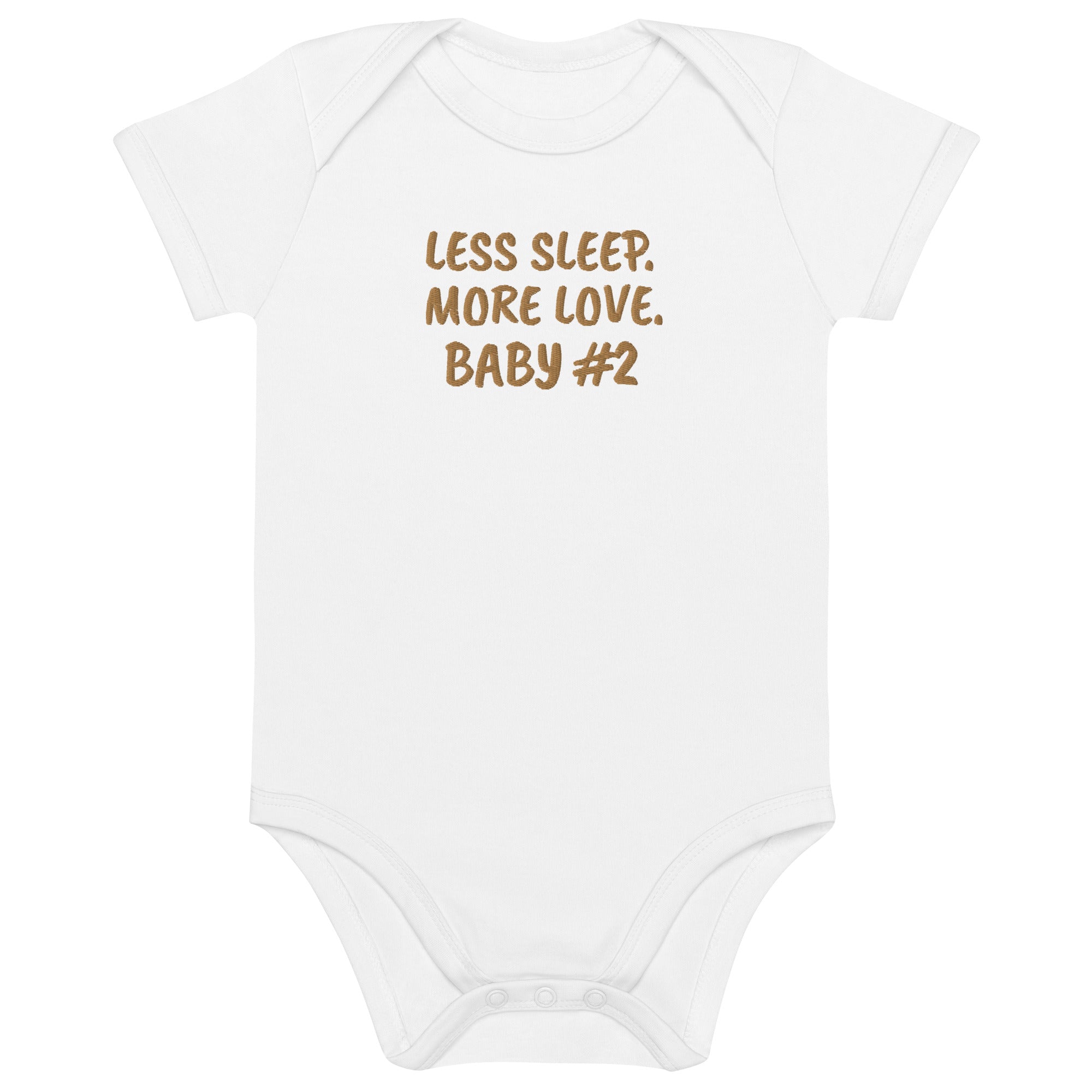 Less Sleep More Love Baby #2 Embroidered Organic Cotton Bodysuit