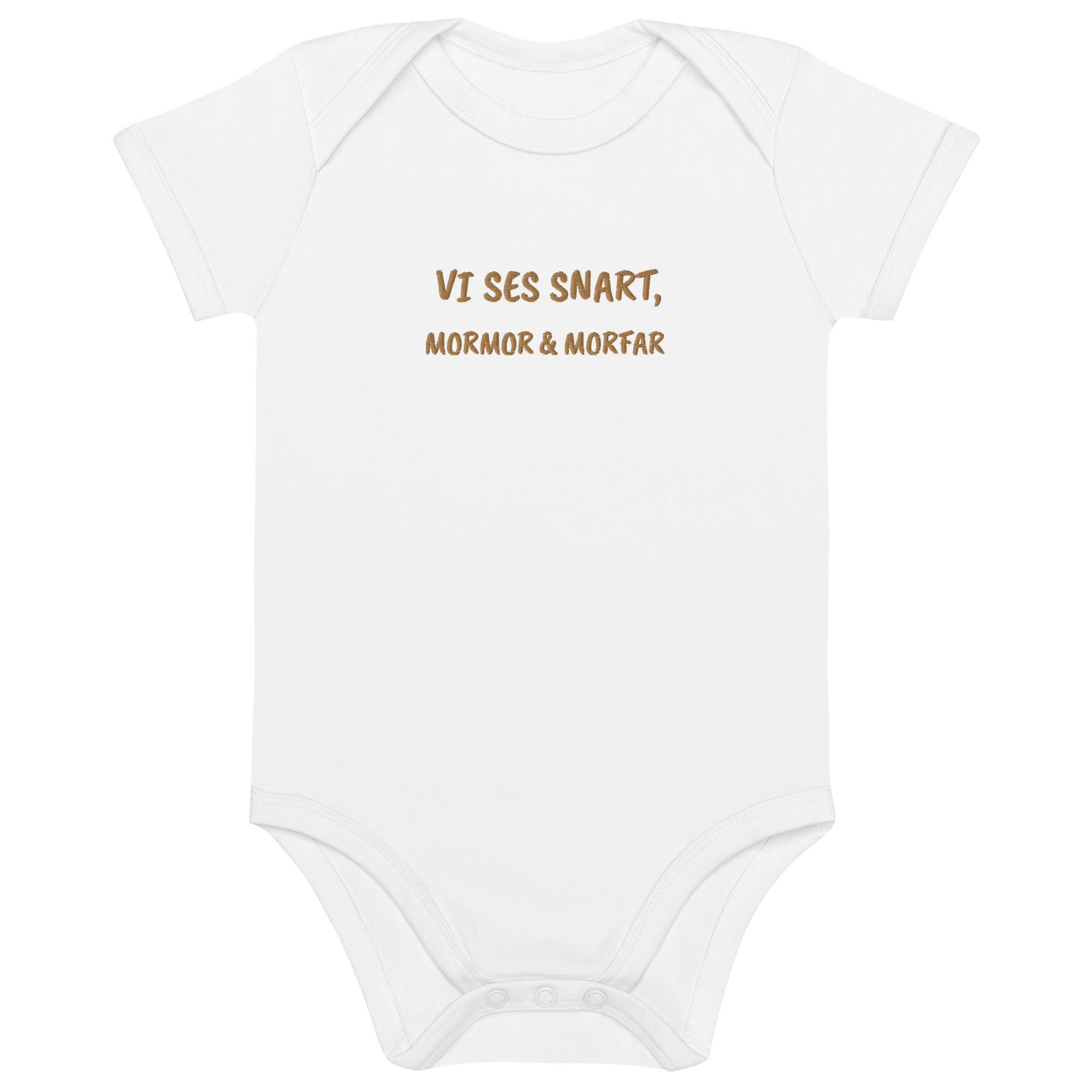 Vi Ses Snart, Mormor & Morfar Embroidered Organic Cotton Bodysuit