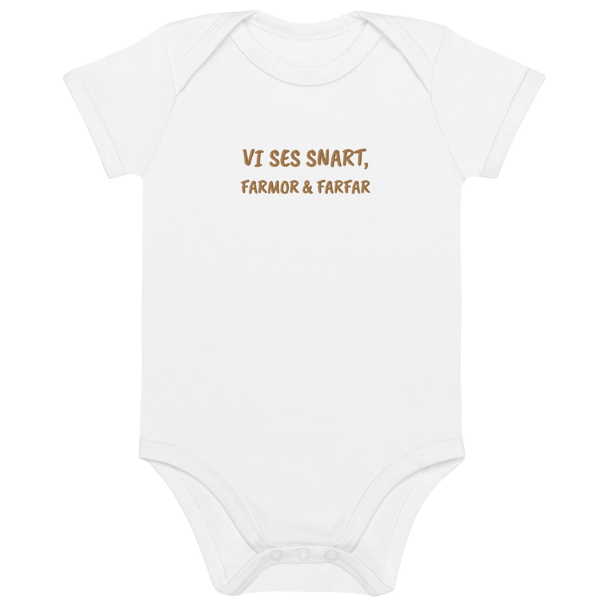 Vi Ses Snart, Farmor & Farfar Embroidered Organic Cotton Bodysuit