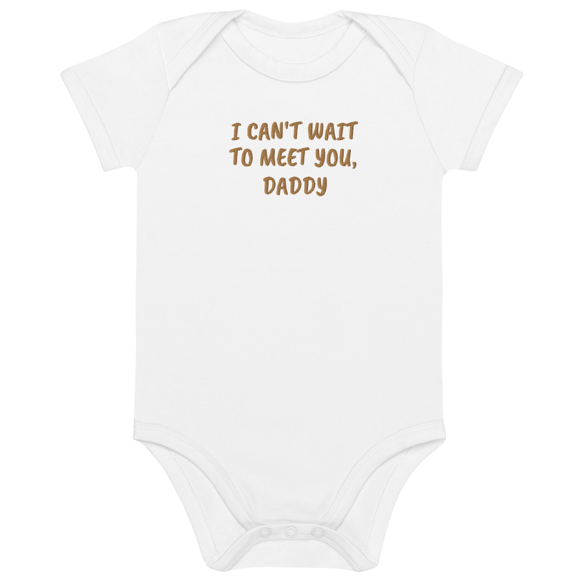 I Can’t Wait to Meet You, Daddy Embroidered Organic Cotton Bodysuit