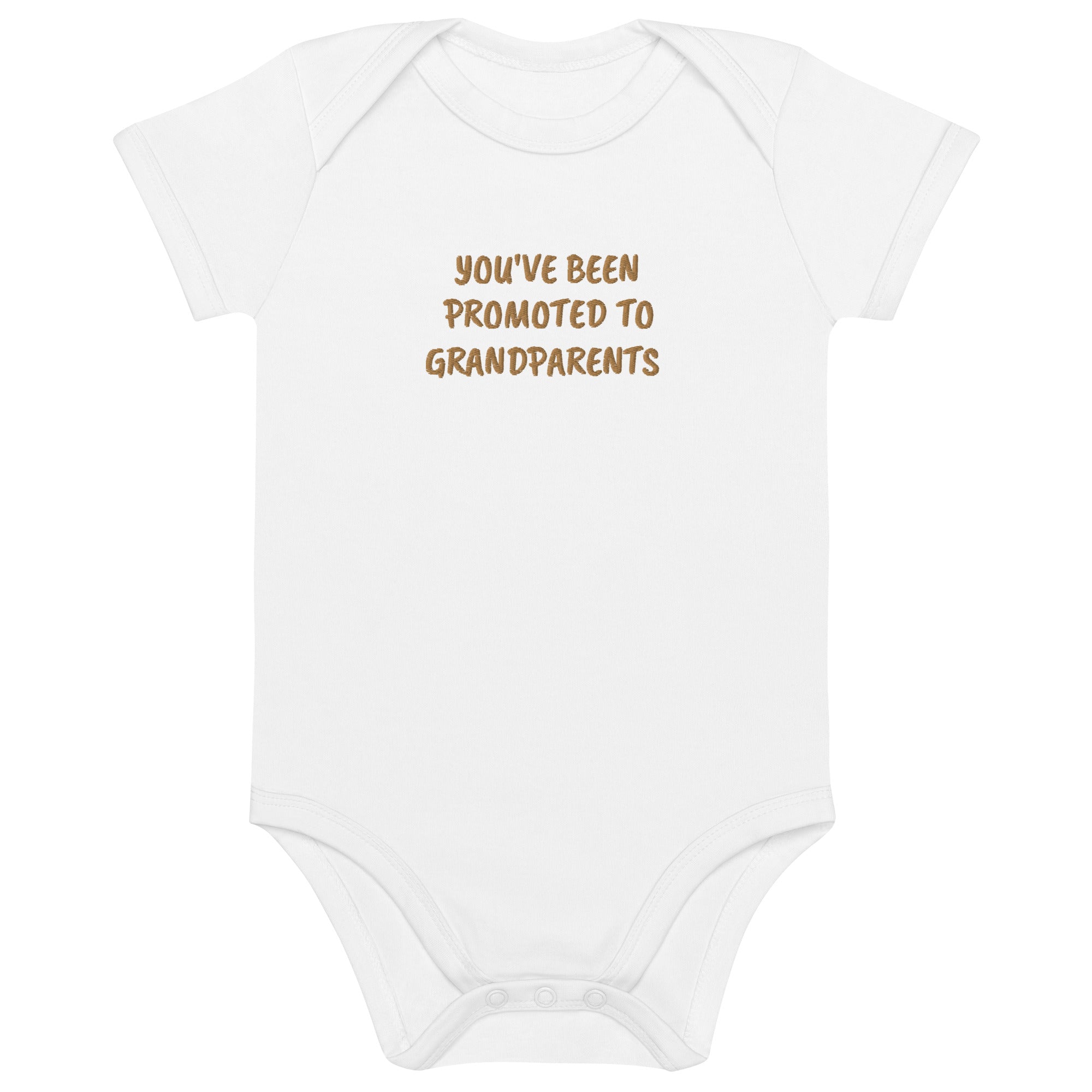 You’ve Been Promoted to Grandparents Embroidered Organic Cotton Bodysuit