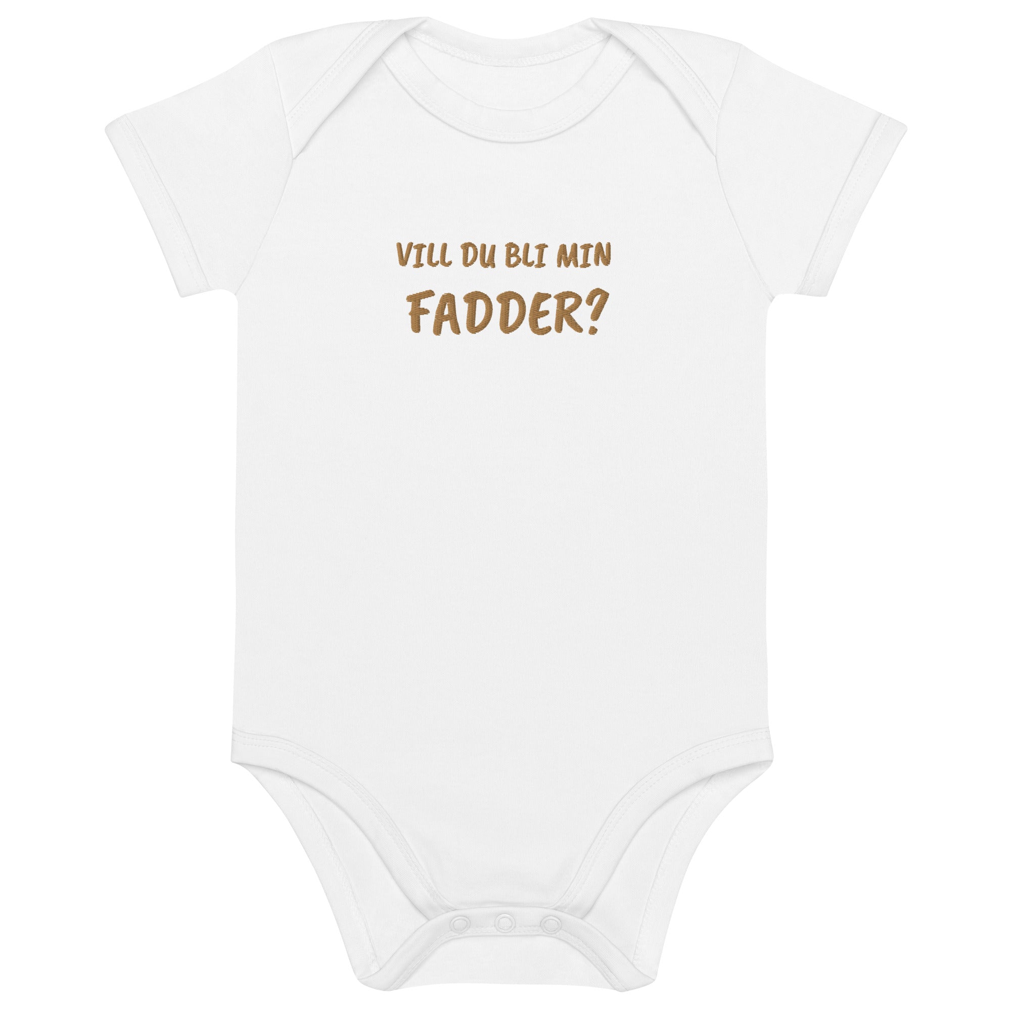 Vill Du Bli Min Fadder? Embroidered Organic Cotton Bodysuit