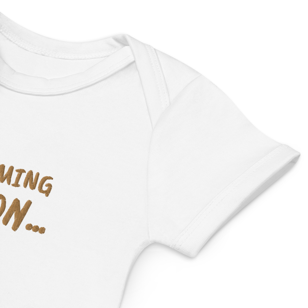 Baby Coming Soon Embroidered Organic Cotton Bodysuit