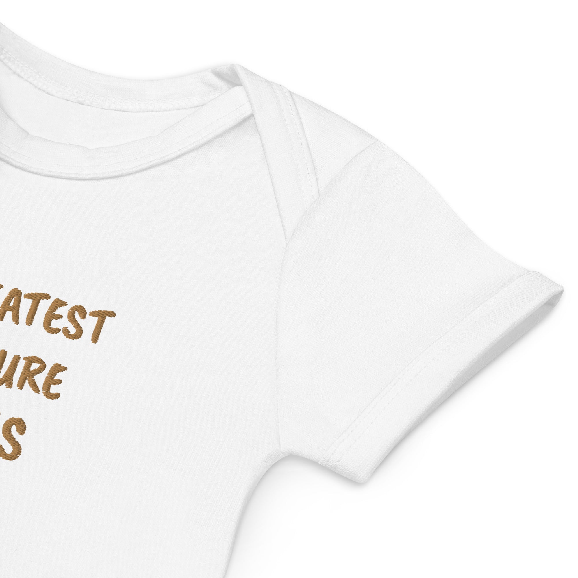 Our Greatest Adventure Begins Embroidered Organic Cotton Bodysuit